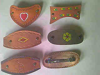 Leather barrette using a 60 mm clip riveted to the back